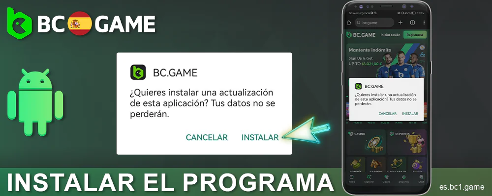 Instala la aplicación BC.Game España en Android