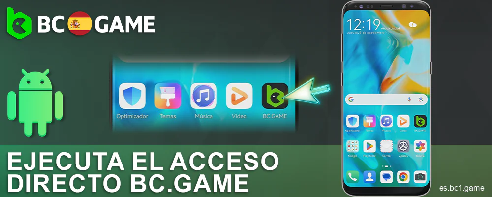 Inicia la aplicación BC.Game ES en Android