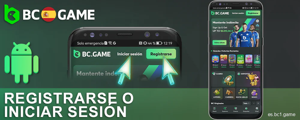 Registrarse en la aplicación BC.Game Spain para Android