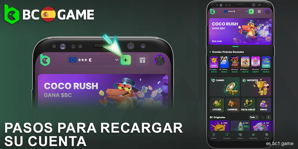 Cómo realizar un ingreso en la app BC.Game España