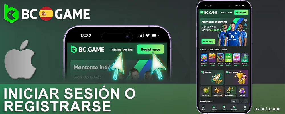 Regístrate en la aplicación BC.Game España en iOS