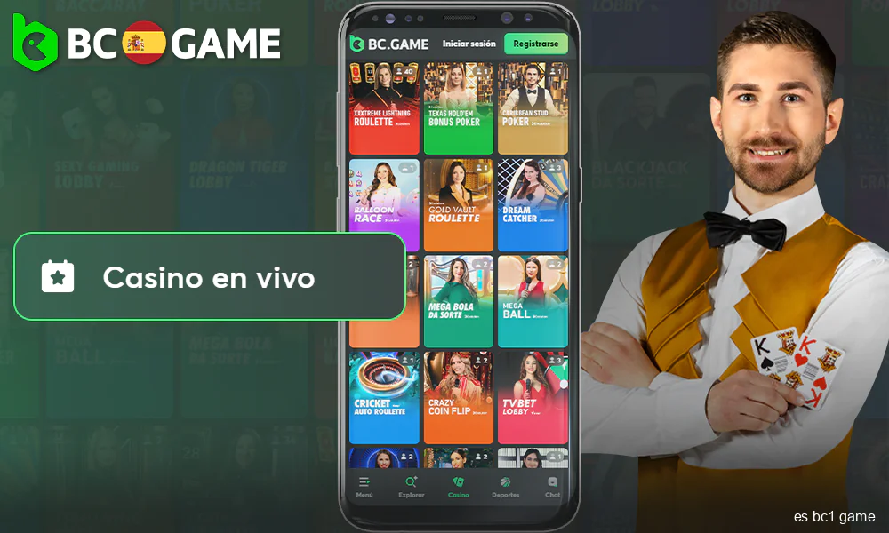 Casino en vivo en la app BC.Game para jugadores españoles