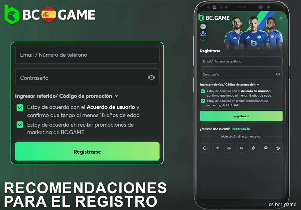 Cómo crear una cuenta en la app BC.Game para jugadores españoles