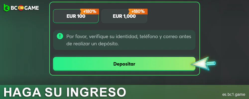 Elige tu método de pago en BC.Game ES