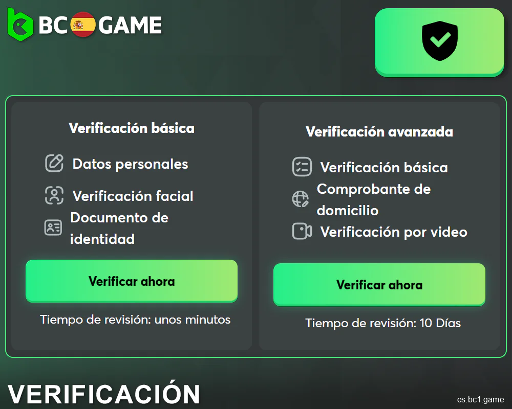 Verifica tu perfil en BC.Game ES Casino