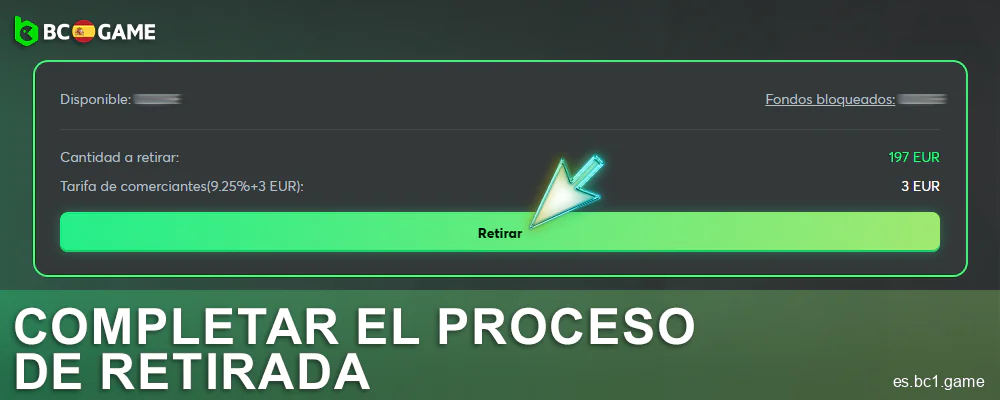 Confirme la transacción en BC.Game España