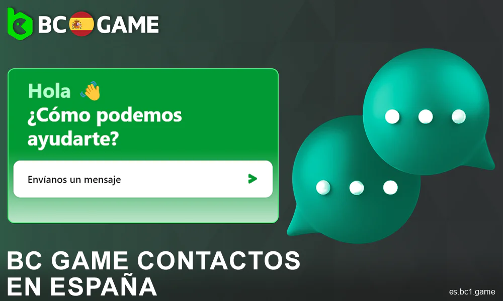 Métodos de contacto disponibles en BC.Game ES