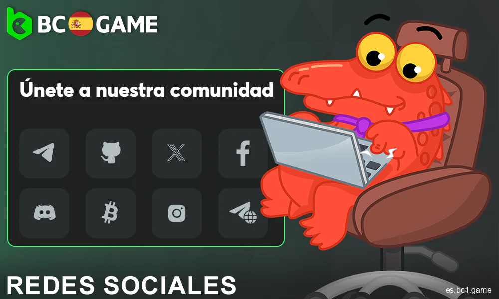 Contacto a través de redes sociales en BC.Game España